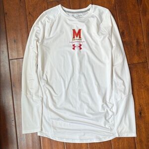 Maryland Under Armour White Long Sleeve Performance Tee